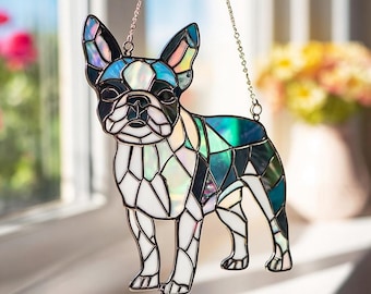 Hologramm Boston Terrier Sonnenfänger: Bunter Acryl Fensterschmuck NICHT GLAS(2D)