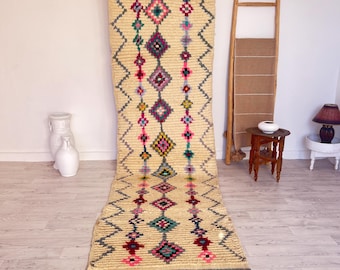 Boho Area Rug–Vintage Moroccan Style Rug-Wool Hallway Runner-Moroccan Berber Rug Runner-Berber Hallway Runner-Vintage-Style Runner