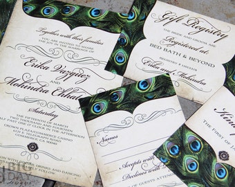 peacock wedding invitations etsy peacock wedding invitations