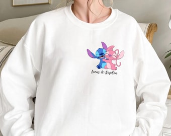 Customizable Stitch And Angel Sweatshirt: Disney Couple Sweater