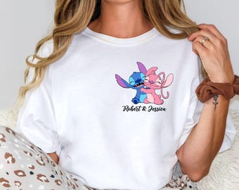 Customizable Stitch And Angel Shirt: Disney Couple Tee