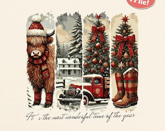 Preppy Christmas PNG SVG Retro It’s the Most Wonderful Time of the Year, Vintage Christmas png, Country kids Girly Festive Digital Download