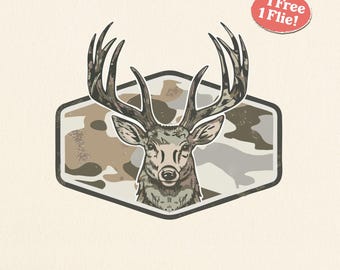 Deer Camo Hunting Buck SVG, PNG, Marsh Old School Deer Camo  Background, Camouflage Vintage Whitetail Antlers Design Digital Download