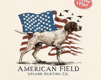 Patriotic Hunting German Shorthaired Pointer PNG SVG, American Flag Duck Hunter Design, USA Bird Dog Graphic Upland Hunting Digital Download
