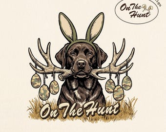 Funny Easter Dog PNG SVG, On The Hunt PNG, BunnyEars Retriever Art, Cute Dog Easter Shirt Design Spring Dog Sublimation Digital Download