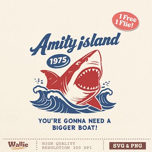 Amity Island Shark Attack SVG, PNG, Retro Jaws Inspired Vintage Design 1975 Unisex, Beach Horror Movie Summer Shirt or Sign Digital Download