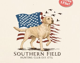 Patriotic Hunting Yellow Lab PNG SVG, American Flag Duck Dog Shirt Design, USA Hunting Retriever Graphic, Waterfowl Hunter Digital Download