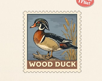 Vintage Wood Duck PNG SVG, Waterfowl Hunting Camo Stamp, Rustic Waterfowl Clipart, Marsh Duck Hunter Outdoor Shirt Design Digital Download