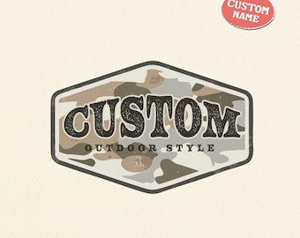Custom Camo Wording SVG PNG, Personalized Name Camo Patches, Old School Camo, Vintage Camouflage Frame Wording Outdoorsman Digital Download