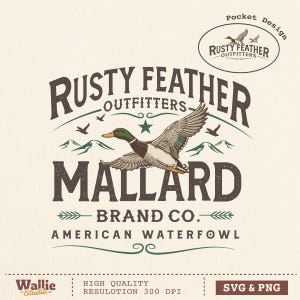 Retro Mallard Duck PNG SVG, Duck Hunting Sublimation, Vintage Duck Hunting Season, Fall Duck, Wildlife Outdoorsman Shirt Digital Download