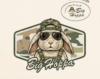 Big Hoppa PNG SVG, Toddler Como Bunny Design, Funny Easter Shirt , Retro Boys Easter Rabbit Graphic, Cute Easter Wordplay Digital Download