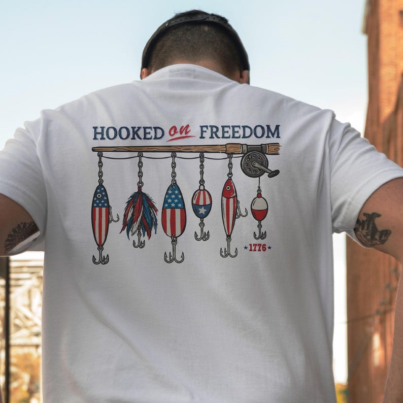 4th of July Fishing Lure PNG SVG, Patriotic Fishing Shirt Design, American Flag Fishing Graphic, Red White Blue Fisherman Digital Download image 11