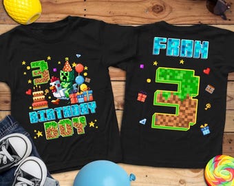 Custom Chicken Jkey MineC Birthday Shirt, MineC Shirt, Personalized For Boys, Girl, Chicken Jockey Gaming Tee, Custom Name & Number Birthday