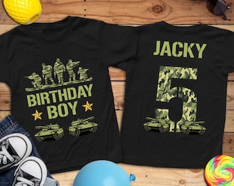 Personalised Birthday T-shirt, Birthday Shirt, Army age Shirt, Any Age Any Name, Boy birthday shirt, Personalized Desert Military Tank Shirt