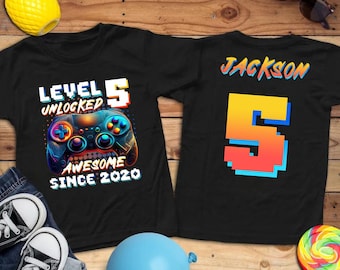 Gamer Birthday Boy Shirt, Gaming Birthday TShirt, Video Game Birthday Party Shirt, Personalized Birthday Shirt, Custom Level Unlocked Shirt
