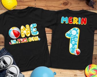 One In The Sun Pool Party Theme Matching Birthday Shirts, 1st Birthday Outfit for Baby Girl or Boy,Summer Swimming Pool Birthday Boy or Girl