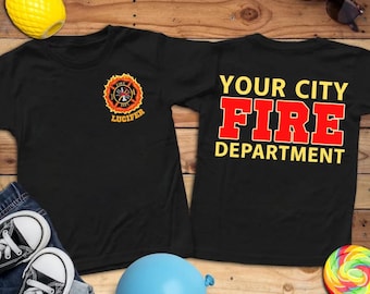 Personalized Firetruck Birthday Shirt, Firefighter Tee, Sound The Alarm Toddler Shirt, Boys Fireman Birthday, Youth Fire Dept Shirt