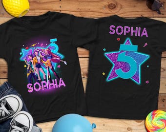 Custom Huntrix Birthday Girl Shirt, Personalized Kpop Demon Hunter Birthday Tee, Back to School, Gift for Huntrix fan,Birthday Gift for Kid