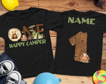 Personalized One Happy Camper, 1st Birthday Camping Shirt, First birthday shirt, Boy Camping Shirt, Camping party, Camping birthday shirt