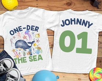 Oneder the Sea Birthday Shirt, Under The Sea Birthday, Whale Birthday Shirt, Ocean Animals Birthday, Sea Animals, Boy 1st Birthday Outfit
