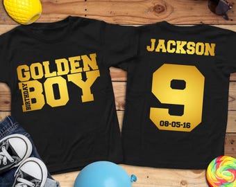 Golden Birthday Boy Shirt, Custom Age And Name Birthday Boy Shirt, Custom Birthday Tee, Golden Boy Birthday Shirts, Custom Date Birthday Boy