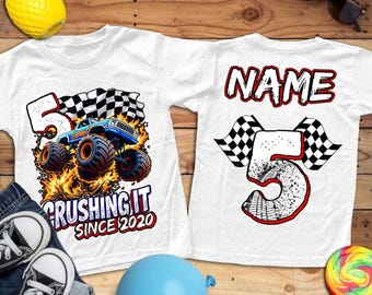 Monster Truck birthday Shirt, Car Birthday T-shirt, Custom Boy birthday shirt, Toddler Birthday Shirt, Monster trucks Shirt, Family Matching
