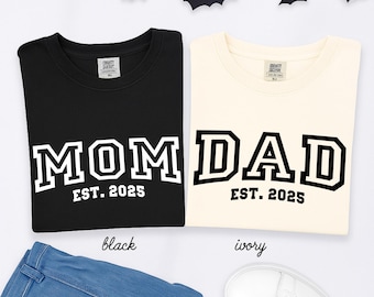 Comfort Colors® Custom Mama and Dad Shirts, New Dad Shirt, Gift for New Mom, Pregnancy Announcement Shirt, Gift For Mom and Dad, Mothers Day