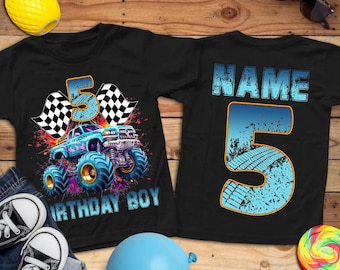 Monster Truck birthday Shirt, Car Birthday T-shirt, Custom Boy birthday shirt, Toddler Birthday Shirt, Monster trucks Shirt, Family Matching