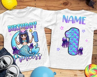 Mermaid Birthday Princess Shirt - Mermaid - Under the Sea Shirt - Birthday Girl Shirt - Girls Birthday Shirt - Custom Name Birthday Shirt