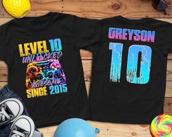 Gamer Birthday Boy Shirt, Gaming Birthday TShirt, Video Game Birthday Party Shirt, Personalized Birthday Shirt, Custom Level Unlocked Shirt