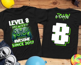 Gamer Birthday Boy Shirt, Gaming Birthday TShirt, Video Game Birthday Party Shirt, Personalized Birthday Shirt, Custom Level Unlocked Shirt