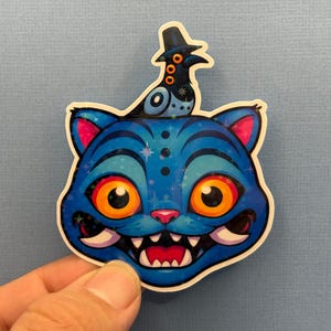 Derpy Tiger Sticker | Derpy Tiger and Friend | Crow Sticker | Demon Sticker | Kpop Sticker | Blue Tiger Sticker | Holographic Sticker
