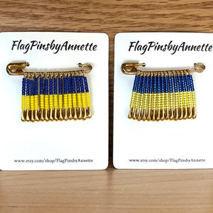 Ukraine Flag Beaded Flag Pin Lapel Pin Safety Pin Flag