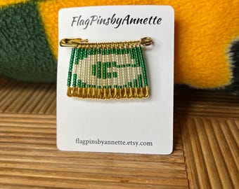 Green Bay Packers Beaded Safety Pin: Football Lapel Pin