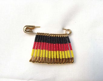 German Flag Pin World Cup Pin Handmade  Gift for Her Birthday Gift Lapel Pin  Brooch  Safety Pin Flag Beaded Flag Pin