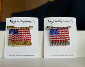 Amerikanische Flagge USA Flagge Pin Sicherheitsnadel Schmuck Geschenke unter 20 Dollars Perlen Revers Pin Handgemachte Pin Brosche Geschenk für ihn Geschenk für Sie