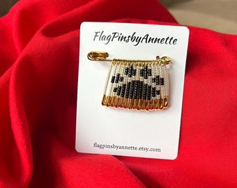 Paw Print Beaded Safety Pin: Handmade Animal Lover Gift