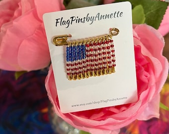 4th Of July Patriotic Brooch Pin – USA Star Tassel Chain Brooch For Independence Day