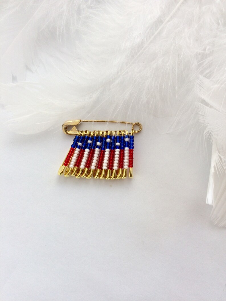 US Flag Veterans Day Flag Pin Safety Pin Birthday Gift Beaded Etsy