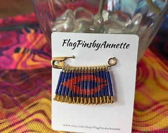 Chicago Bears Beaded Flag Pin: Handmade Football Lapel Pin