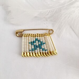 Thyroid Awareness Pin: Beaded Flag, Handmade Ribbon Lapel Pin Brooch