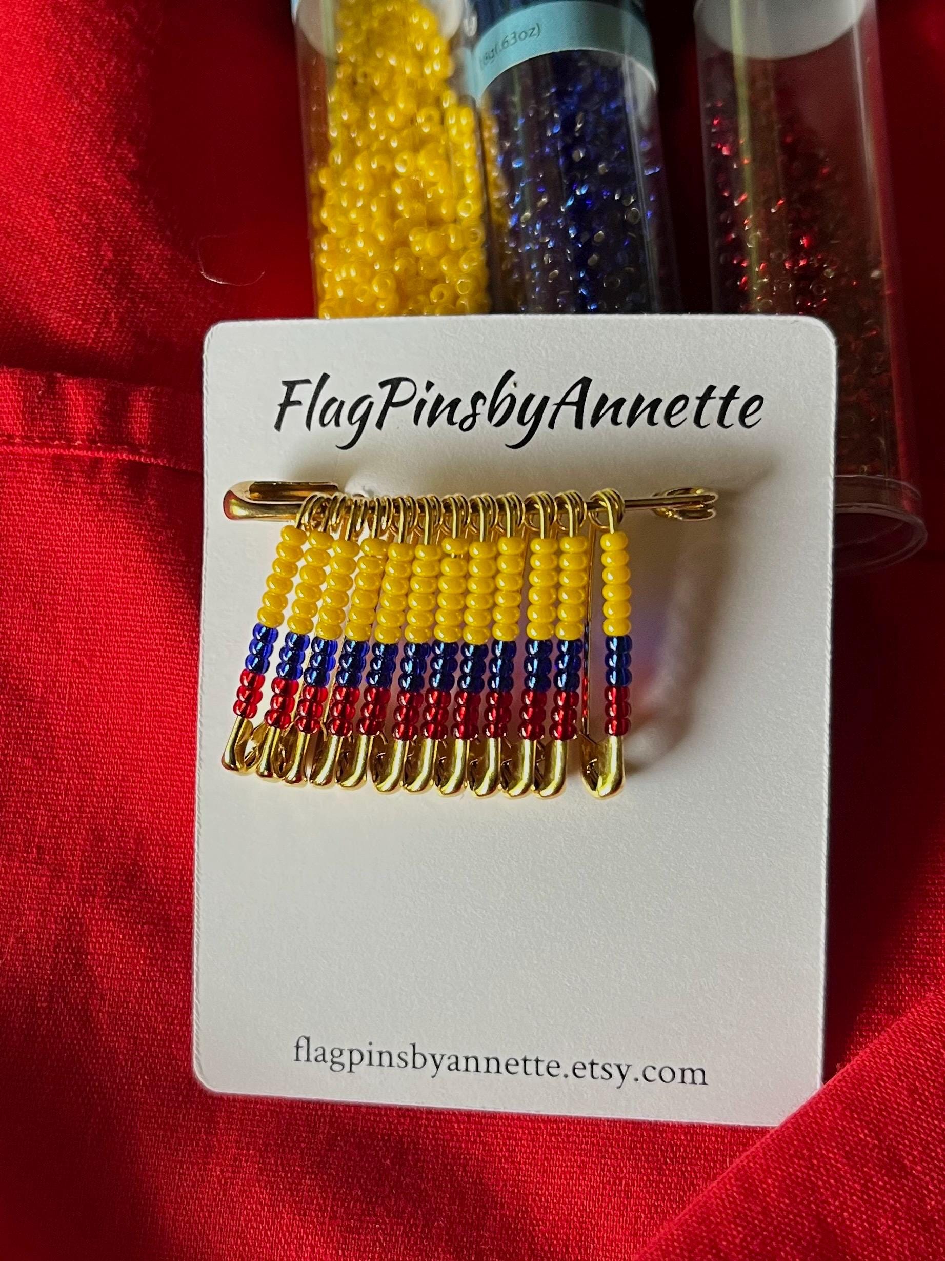 Colombia Flag Pin: Beaded Safety Pin World Cup Lapel Accessory - Etsy