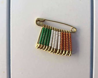 Irish Pin Handmade Irish Jewelry Safety Pin Flag Irish Brooch Gift for Her Ireland Pin Irish Flag Irish Lapel Pin