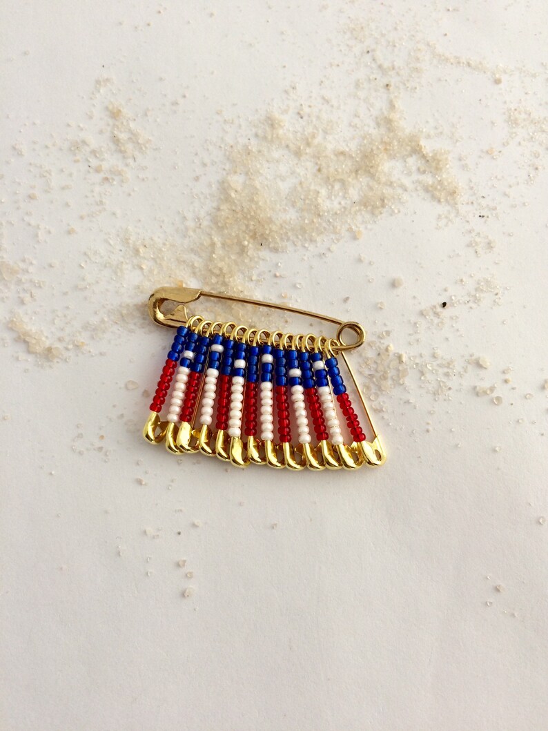 US Flag Veterans Day Flag Pin Safety Pin Birthday Gift Beaded Etsy