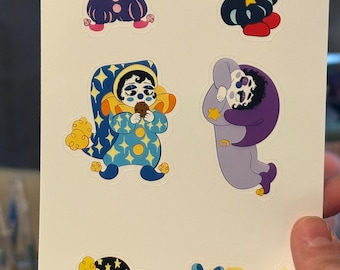 Random fun, Vinyl Stickers, Kiss Cut, Waterproof hand drawn Cutie Clown Sticker Sheet!