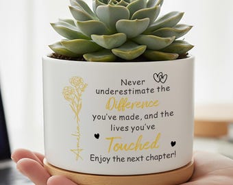 Retirement Flower Pot, Inspirational Teacher Planter, Coworker Leaving Gift, Custom Succulent Pot, Next Chapter Gift