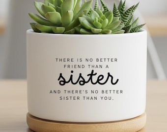 Personalized Sister Succulent Planter, Ceramic Plant Pot, Sister Birthday Gift, Custom Friendship Keepsake, Desk Decor
