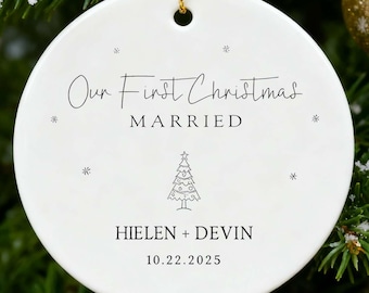 Ornament First Christmas Married - Ornament meneer en mevrouw kerstboom - Ornament Our First Christmas Married as Mr and Mrs - Gepersonaliseerd