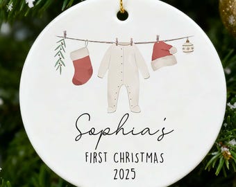 Babys first christmas ornament, personalized baby's first christmas ornament girl, ceramic christmas ornament for baby girl, new baby gift