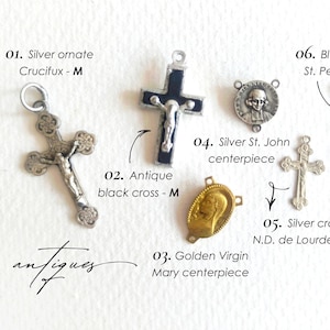 Vintage & Antique Religious Pendants | French medallions, 20th century | Virgin Mary center, Jesus Crucifix crosses, silver / gold plated